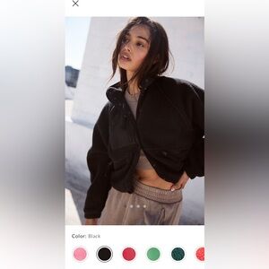 Free People Hit the Slopes Jacket Bomber Sherpa Black Medium Athleisure Movement